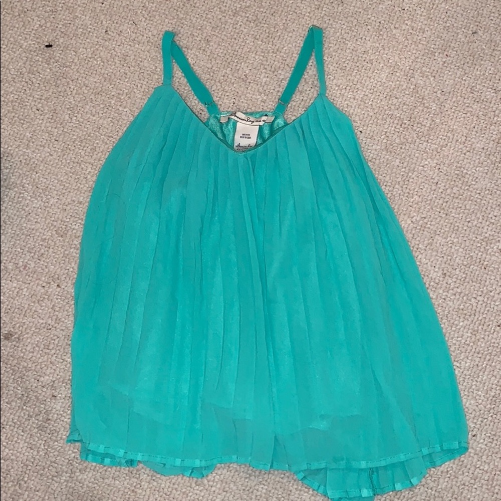 Green Chiffon Pleated Blouse